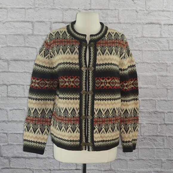 Vintage Fair Isle Wool Cardigan Sweater Large - Picture 1 of 6
